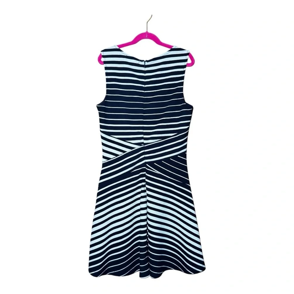 Monteau Navy and White Striped Midi Dress Size M - Picture 5 of 5
